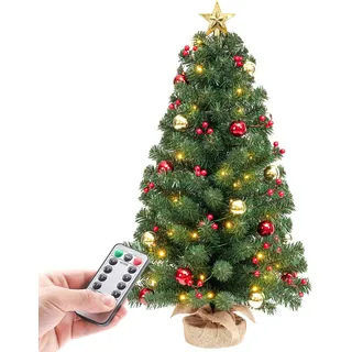 Yorbay Mini Weihnachtsbaum mit 50 warmweiß LEDs 8 Licht Modi, Tannenbaum mit Stern-Baumspitze und Deko Batterie betrieben, für Weihnachten, Advent, (70cm Mit Fernbedienung)