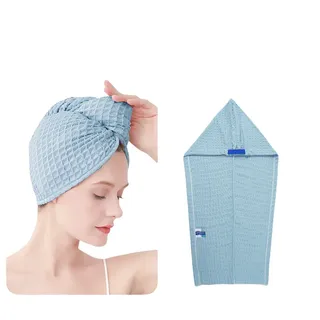 INF Schnelltrocknendes Haartuch - Super Saugfähiger Mikrofaser Haarturban Blau - Blau