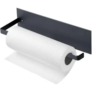 Magnetischer Küchenrollenhalter ohne Bohren, Papierrollenhalter Küchen aus Edelstahl für Küchenrolle, Halter Wand Aufbewahrung Organisator Geeignet für Kühlschrank Mikrowelle Metallschrank (Schwarz)