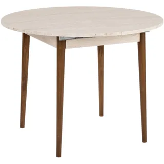 HANAH Home Ausziehtisch 100 x 76 x 131 cm Travertine/Walnuss