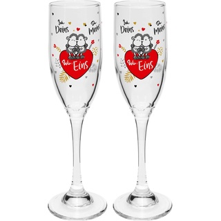 Sheepworld Sektglas-Set mit Motivdruck "Eins" | Sektgläser, 20 cl, Geschenkbox | Geschenk Hochzeit | 47883