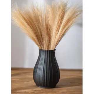 NUPTIO Schwarz Keramik Blumen Vase: 20,5cm Boho Pampasgras Vasen für Wohnzimmer Schlafzimmer Küche - Aesthetic Modern Blumenvase für Fensterbank Tischregal Couchtisch