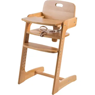 roba Kid Up natur - Essbrett abnehmbar - Mitwachsender Hochstuhl für Babys und Kinder - mit 3 Punkte Gurt - Holz