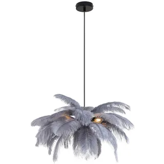 Novel Hängeleuchte , Grau, Schwarz , Metall, Textil , Federn , Blatt , 120 cm , RoHS, Ce , Lampen & Leuchten, Innenbeleuchtung, Hängeleuchten, Pendelleuchten