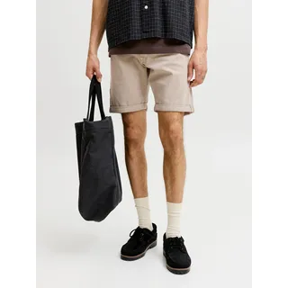 Bermudas JACK & JONES "JJIRICK JJFOX SHORTS AKM 340", Herren, Gr. S, N-Gr, crockery, Web, Obermaterial: 76% Baumwolle, 22% Polyester, 2% Elasthan, unifarben, regular fit knielang, Hosen Bermudas