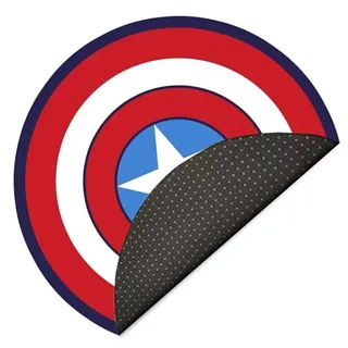 Lily&her friends - Fashion Pentagram Schlafzimmer Wohnzimmer Kompatibel Captain America Themenzimmer Kurze Kristall Samt Runde Matte Teppichmatte, Fußmatte (Roter Schild, Durchmesser: 120cm)