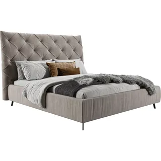 Home affaire Polsterbett »Maxime, in 4 Breiten bis 200cm, auch in Leder« Kopfteilhöhe 143 cm, belastbar bis 280 kg, auch in Überlänge 220cm, silberfarben