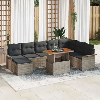 2025 Moderne Garten-Sofa-Set mit Kissen 9 pcs Grau - Gartensofas,Design 5110099 5parcel - Grau