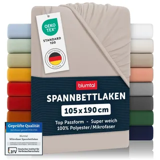 Blumtal® Spannbettlaken 105x190 cm - Bettlaken 105x190 Spannbettlaken aus Microfaser - Spannbetttuch 105x190 cm - Spannleintuch 105x190 - Leintuch 105x190 - Bettbezug 105x190 - Fitted Sheets - Taupe