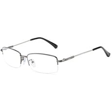Fullwosing Blaulichtfilter Brille Kurzsichtig -0.50 bis -6.00 Dioptrien Halbrand Metall Fernbrille Damen Herren(-1.50,Metallisch)