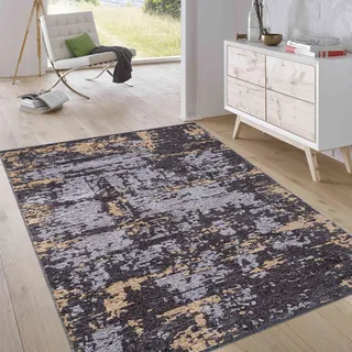 jimri Teppich Wohnzimmer, Eleganter Kurzflor Teppich, Hochwertiger Teppich, Vintage Designer Teppich, Modern Flachgewebe Teppich, Wendbar Teppich Läufer Abstrakt-Grau, Grösse : 190x290 cm