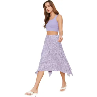 TRENDYOL Damen Asymmetrischer Gestrickter Rock Skirt Western, Lila, XS