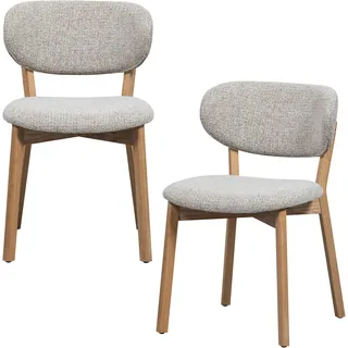 Esszimmerstuhl WOOOD "Udar mit Melange-Gewebe More und Eichengestell H 82 cm", natur, naturel, naturel, B:51cm H:82cm T:60cm, Polyester, Stühle, Esszimmerstuhl, (Set, 2 St), strapazierfähiger Stoff, massives Eichenholz, modern