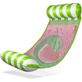 Balinco – Aufblasbare Wasserhängematte Luftmatratze mit 2 Luftkammern & Nylon Netz für Pool – Floatie Wassermatratze Relaxliege für Erwachsene & Kinder – Sommer Poolzubehör (Wassermelone Grün)