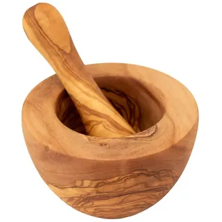 Benera Mörser und Stößel Set aus Olivenholz ca. 12 cm Durchmesser