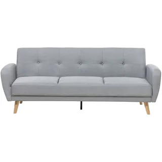 BELIANI 3-Sitzer Sofa Hellgrau Stoffbezug mit Holzbeinen Schlaffunktion Verstellbar Rechteckig Skandinavisch Modern Wohnzimmer Ausstattung Schlafsofa - Grau