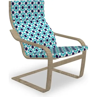 ABAKUHAUS Geometrisch Poäng Sessel Polster, Marokkanische Stern und Squares, Sitzkissen mit Stuhlkissen mit Hakenschlaufe und Reißverschluss, Dunkler Seafoam Weiß - Weiß