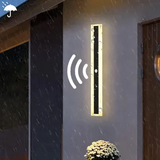 KZT Außenwandleuchten mit Bewegungsmelder IP65 Wasserdicht Aussen Wandbeleuchtung Lange Wandleuchte Anthrazit Wandlampe Außen Innen Deckenleuchte für Terasse Garden Korridor Balkon Warmweiß 3500K
