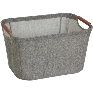 Household Essentials 623 Kleiner konischer Aufbewahrungskorb mit weichen Seiten und Holzgriffen, Grau, Grau