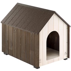 FERPLAST Outdoor-Hundehütte, Hundehaus KOYA SMALL aus FSC-Holz mit ungiftiger Farbe, Belüftungslöchern, isolierenden Füßen, 44 x 57.5 x h 56 cm.