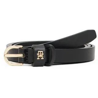 Tommy Hilfiger Ledergürtel ESSENTIAL EFFORTLESS GOLD 1,5 cm breit, ovale Einfachdornschließe, Damengürtel schwarz 95