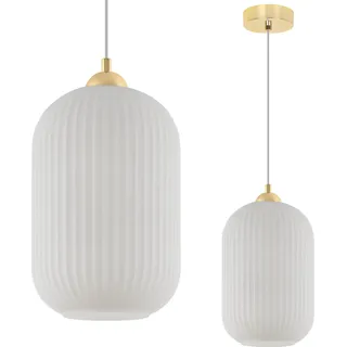 Hängelampe RIFFLE Gold 1-flammig Weiß Großer Zylinder E27