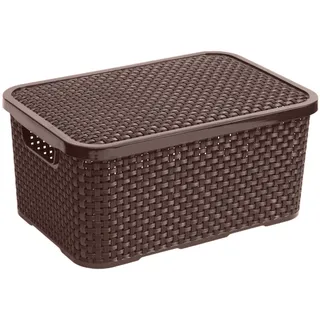 BranQ Rattan Korb mit Deckel Braun 7L Aufbewarungsbox - Braun