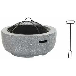 DKD Home Decor Feuerschale Schwarz Grau Metall Fiberglas 60 x 60 x 33 cm