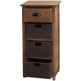 Mendler Kommode HWC-K84 mit Körben, Schrank Schubladenschrank, Holz 83x40x29cm ~ dunkelbraun, Körbe dunkelbr