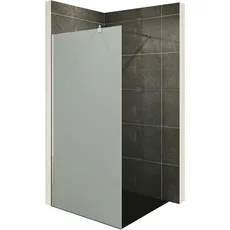 i-flair Duschabtrennung Walk In FIONA 90x200 cm Duschwand Dusche 10mm STARK aus SATINIERTEM NANO ESG Sicherheitsglas mit EDELSTAHL Wandprofil #740