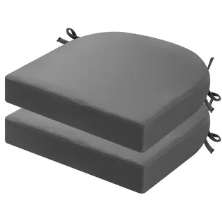 PRIMEPATIO Stuhlkissen für draußen, 2er-Set, Terrassenstuhlkissen für Gartenmöbel, wasserdicht, mit Bändern, Sitzkissen für draußen, Terrassenstuhlpolster, Esszimmerstuhl, 40X40, Anthrazit