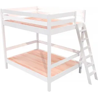 Etagenbett 2-Sitzer 160x200 für Erwachsene Treppe Holz Sylvia - Weiß
