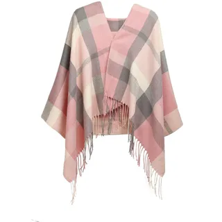 Miss Lulu Winter Schal Damen Oversized – kuschelig warmer karierter Wollschal mit langen Fransen, Weihnachtsschal für Frauen, Mama & Freundin oder für Alltag (Rosa)