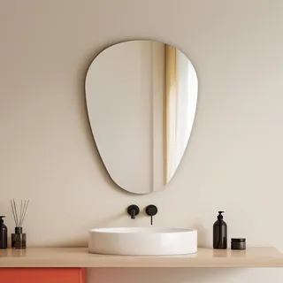 EMKE Badspiegel 45 x 60 cm, Asymmetrischer Spiegel, 360° Installation, Dekorativer HD-Wandspiegel für Badezimmer und Flur