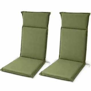 2x Auflage Hochlehner Gartenstuhlauflagen 118x47 Sesselauflagen Stuhlkissen grün