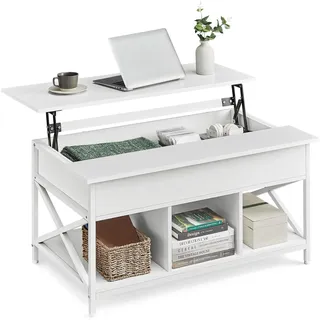 VASAGLE Couchtisch höhenverstellbar Weiß 60 x 100 cm
