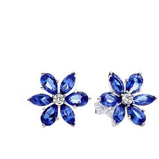 Bild von Timeless Funkelnde Blaue Herbarium Cluster Ohrringe aus Sterling Silber mit Zirkonia, 292407C01