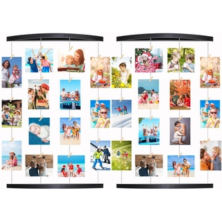 EASTERNSTAR 【2 pack】 Family Bilderrahmen Collagen Fotorahmen Collage aus Holzbilderrahmen mit 36 Klammern Holzklammern für Foto Bilder Drucke Kunstwerke Karten Memo (Black)