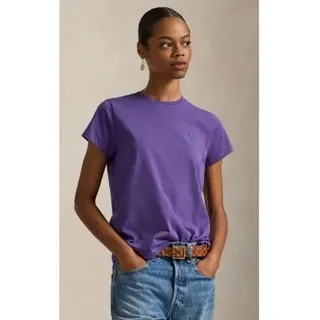 Polo Ralph Lauren für Damen. 211B14605002 Klassisches Fit Lila Baumwollstrick-T-Shirt (S), Lässig, Flieder, Baumwolle, Kurzarm