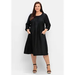 sheego Kleid in A-Linie, aus Leinen-Viskose-Mix«, in A-Linie, aus Leinen-Viskose-Mix, schwarz | 50