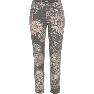 7/8-Jeggings LASCANA "aus bequemen Stretch-Denim", Damen, Gr. 42, N-Gr, bunt (schwarz, bunt bedruckt), Denim/Jeans, Obermaterial: 67% Baumwolle, 29% Polyester, 4% Elasthan, bedruckt, figurbetont 7/8-Länge, Hosen 7/8-Jeggings, mit Paisleyprint, schmale Passform, Super-Stretch-Qualität, Sommerhose