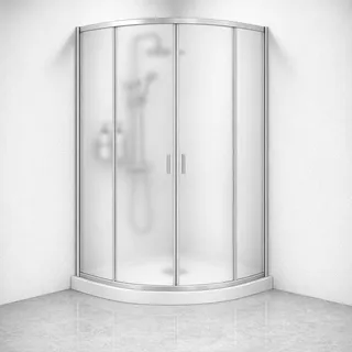 welltime Runddusche "Summer" Hohe 190 cm, 6mm ESG, Easy Clean, verbessertes Rollensystem, chromfarben milchglas