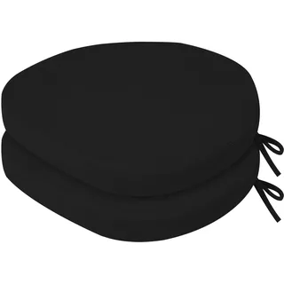 PRIMEPATIO Sitzkissen Stuhl Indoor, Hochdichter Schaumstoff-Stuhlauflage für Küchenstuhl, Esszimmerstuhl und Outdoor Gartenstuhl mit Bändern und Waschbar Bezug, Stuhlkissen 40x40x5cm 2er-Set, Schwarz