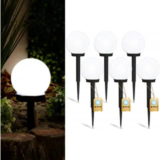 LUMILED 6 Stück Solar Kugel Gartenleuchte Solarlampe Solarkugeln für Garten Leuchtkugel mit Erdspieß Dämmerungssensor LED IP44 Kaltweiß 10