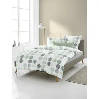 Bierbaum Bettwäsche 4153, Fein-Biber, Designed in Germany, Grün 30, 155x220 + 80x80 cm, Komfortgröße