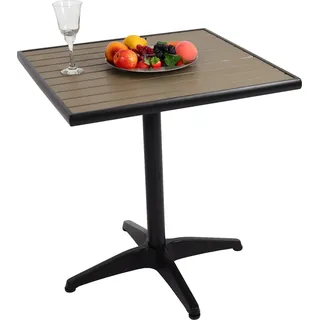 Gartentisch HWC-J95, Balkontisch Bistrotisch, Gastronomie Outdoor-Beschichtung Alu Holzoptik schwarz, grau - Grau