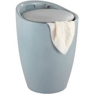 Wenko Badhocker Mod. Candy Grau, belastbar bis 120 kg, Hocker mit Stauraum für Badezimmer und Wohnzimmer, integrierter Wäschesammler, ABS-Kunststoff, BPA-frei, Fassungsvermögen 20 L, Ø 36 x 50,5 cm