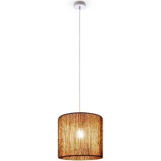 Paco Home Pendelleuchte Esstisch Papier Boho Hängelampe Esszimmer Lampe E27 Rattan Pendelleuchte - Weiß,