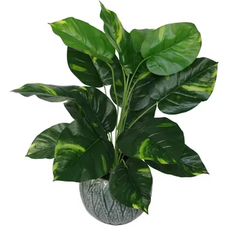 Leaf Design UK Kunstpflanze Teufels-Efeu Scindapsus Aureus, Kunststoff, 60 cm, Schwarz