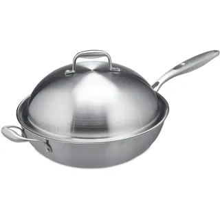 Relaxdays Wok, mit Glasdeckel,